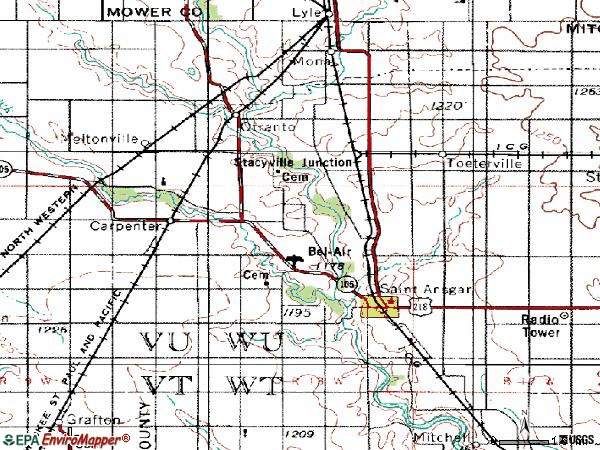 Zip code 50472 topographic map