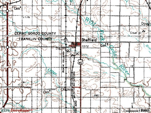 Zip code 50475 topographic map