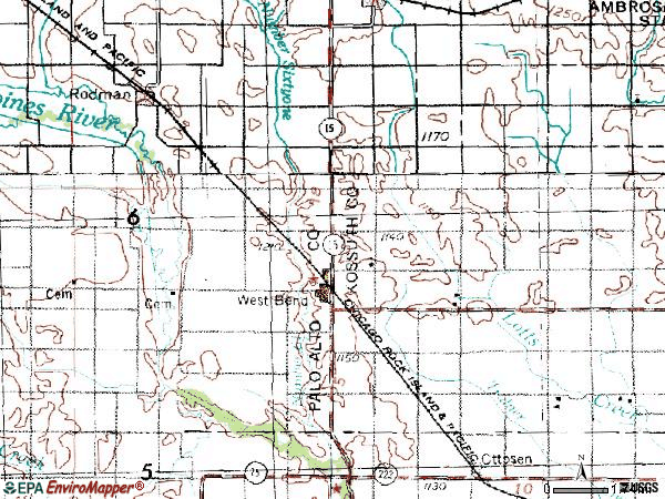 Zip code 50597 topographic map
