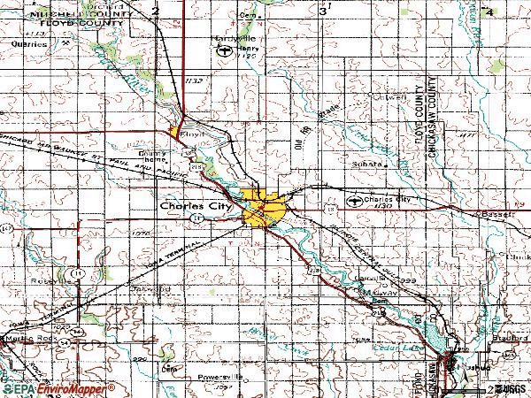 Zip code 50616 topographic map