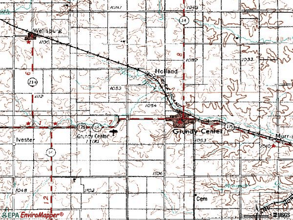 Zip code 50638 topographic map