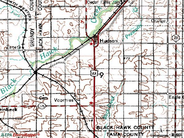 Zip code 50643 topographic map