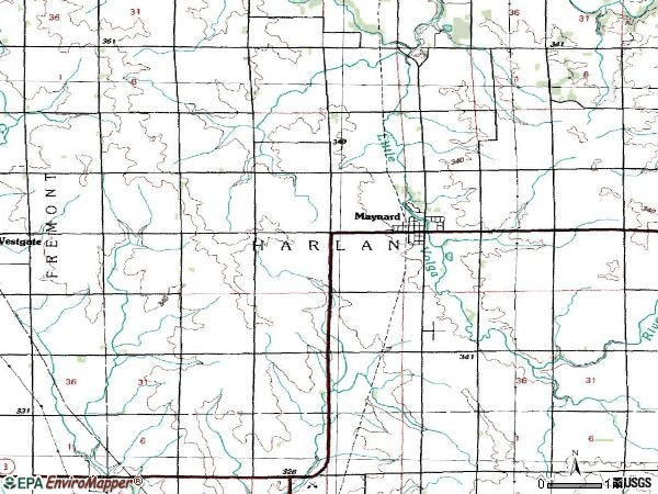 Zip code 50655 topographic map