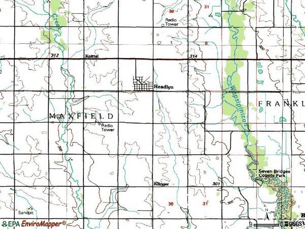 Zip code 50668 topographic map