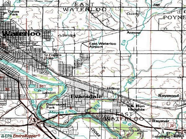 Zip code 50707 topographic map