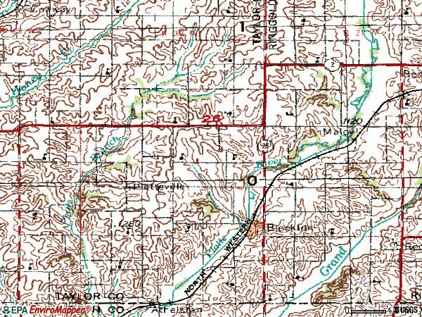 Zip code 50836 topographic map
