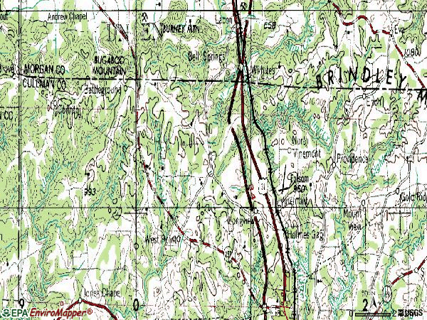 Zip code 35179 topographic map