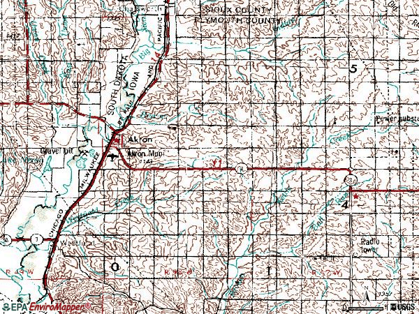 Zip code 51001 topographic map