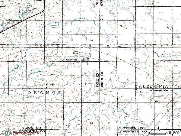 Zip code 51022 topographic map
