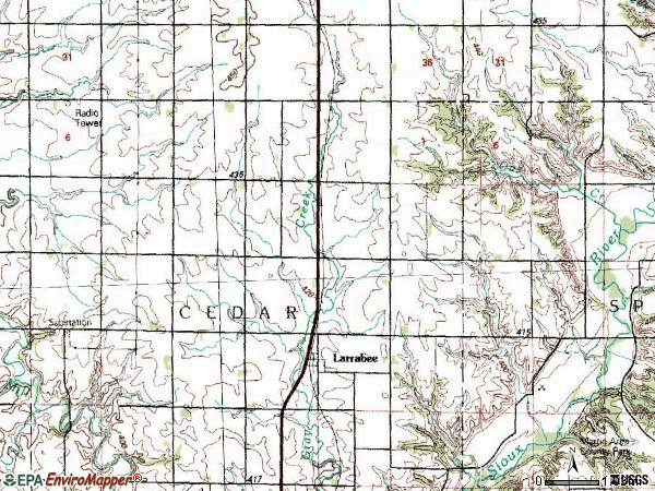 Zip code 51029 topographic map