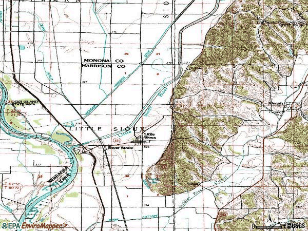 Zip code 51545 topographic map