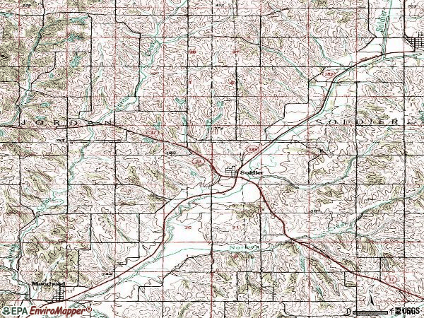 Zip code 51572 topographic map