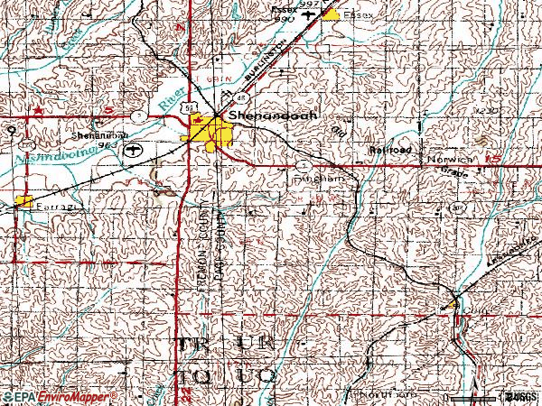 Zip code 51601 topographic map