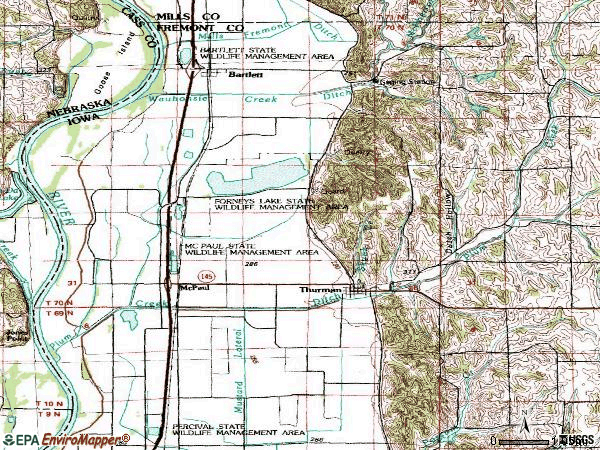 Zip code 51654 topographic map