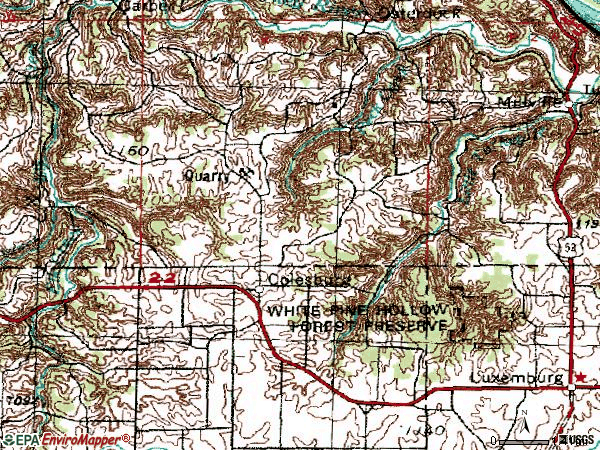 Zip code 52035 topographic map