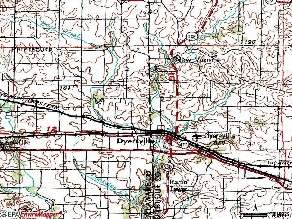 Zip code 52039 topographic map