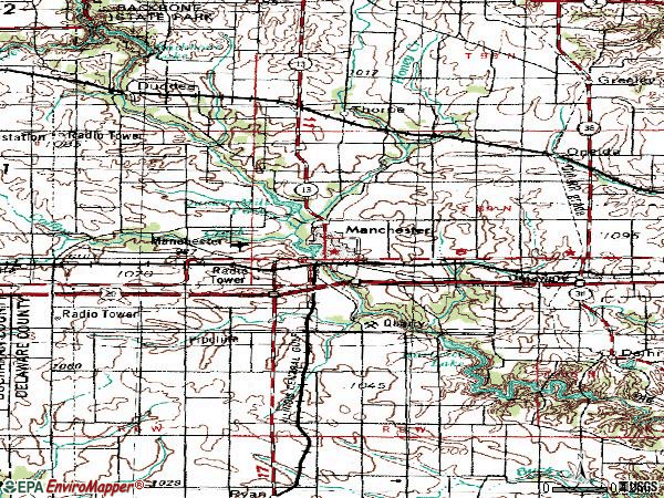 Zip code 52056 topographic map