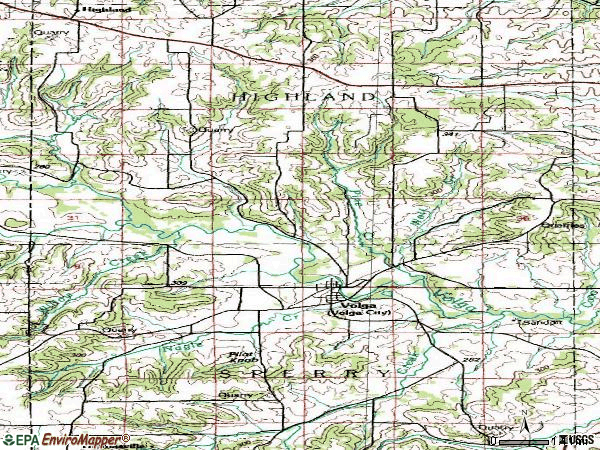 Zip code 52077 topographic map