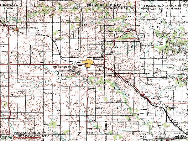 Zip code 52136 topographic map