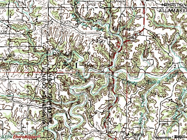 Zip code 52140 topographic map