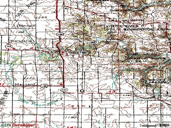 Zip code 52142 topographic map