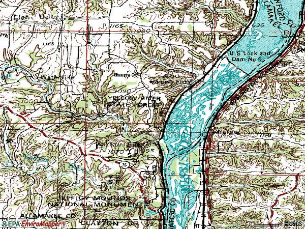Zip code 52146 topographic map