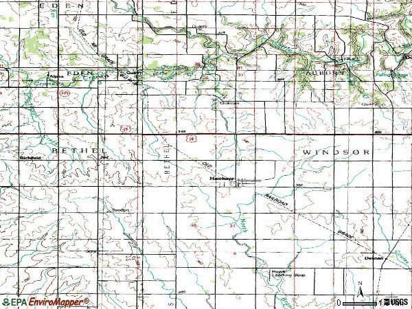 Zip code 52147 topographic map