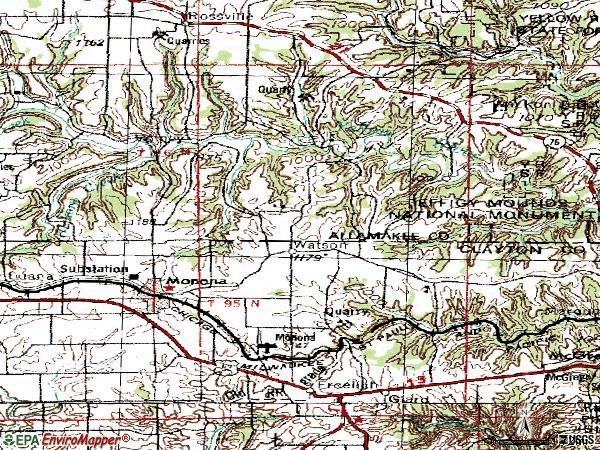Zip code 52159 topographic map