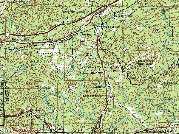 Zip code 35184 topographic map