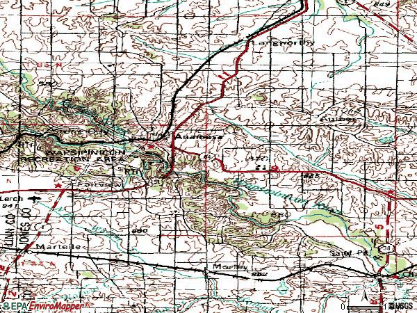 Zip code 52205 topographic map