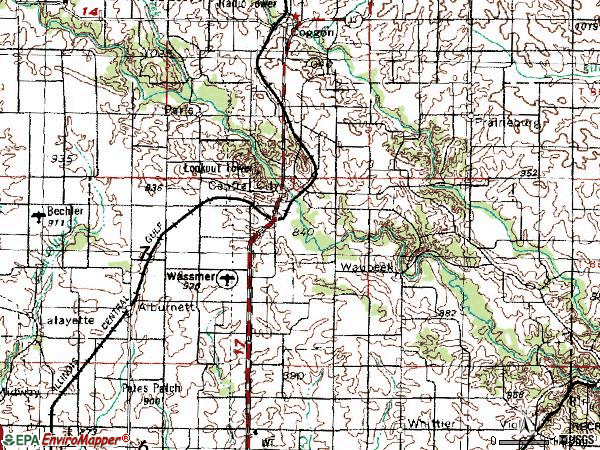 Zip code 52214 topographic map