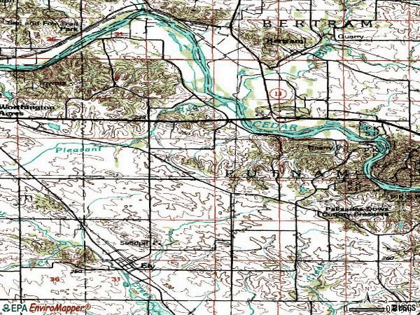 Zip code 52227 topographic map