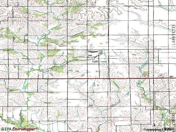 Zip code 52231 topographic map