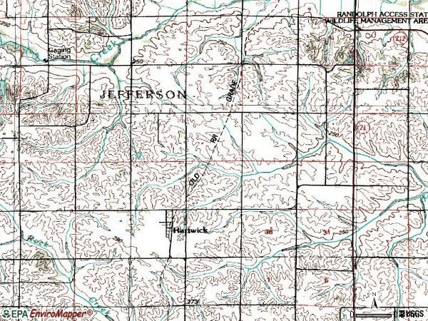 Zip code 52232 topographic map