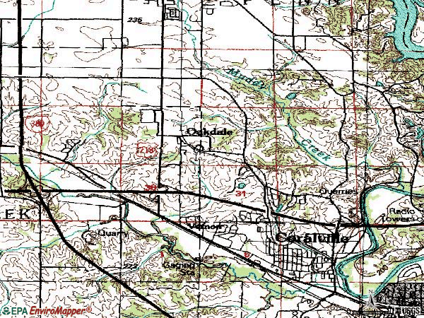 Zip code 52241 topographic map