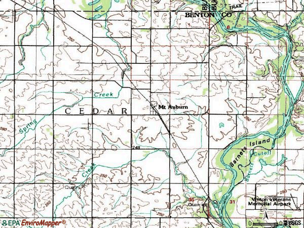 Zip code 52313 topographic map