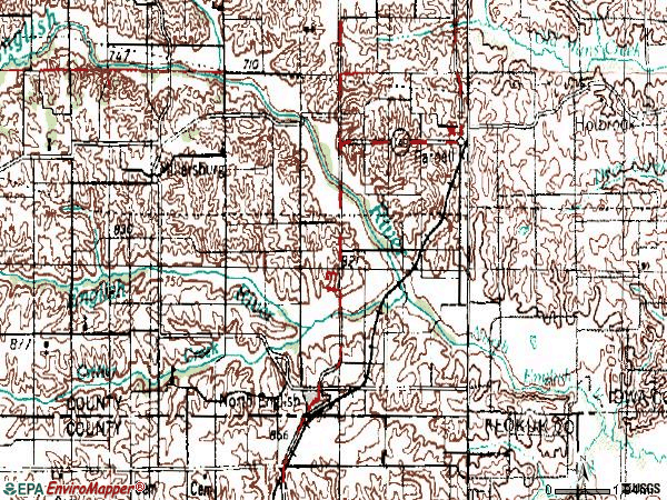 Zip code 52316 topographic map
