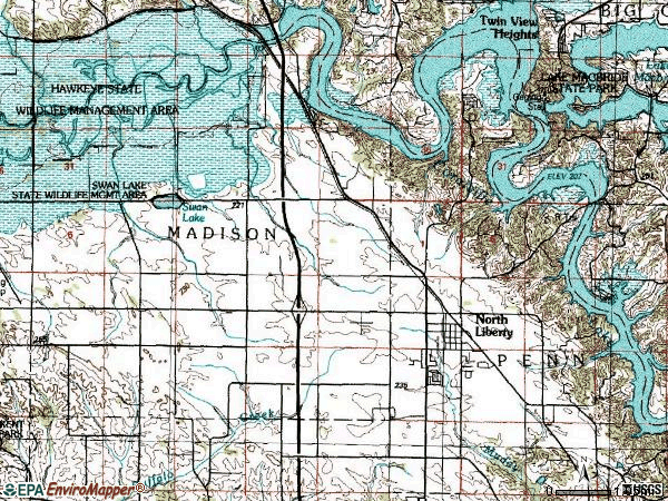Zip code 52317 topographic map