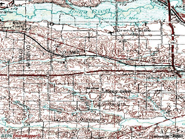 Zip code 52322 topographic map