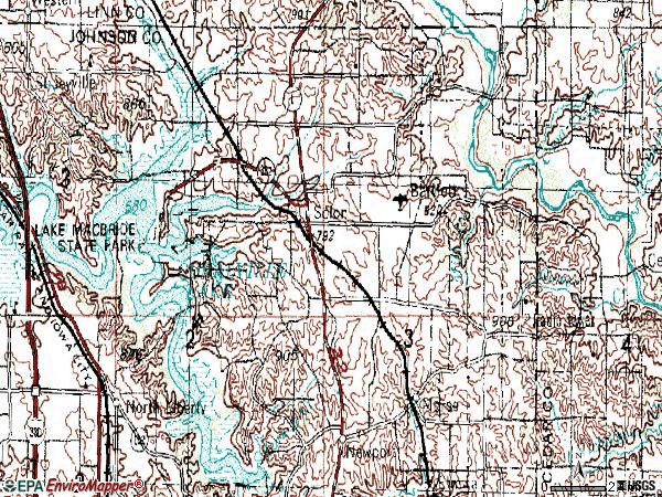 Zip code 52333 topographic map