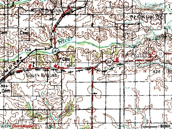 Zip code 52335 topographic map