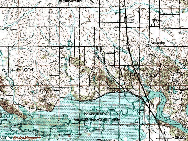 Zip code 52338 topographic map