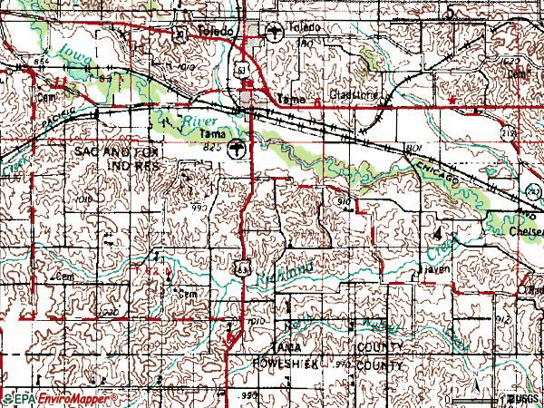 Zip code 52339 topographic map