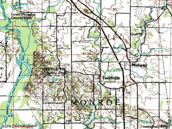 Zip code 52341 topographic map