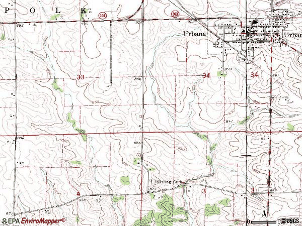 Zip code 52345 topographic map