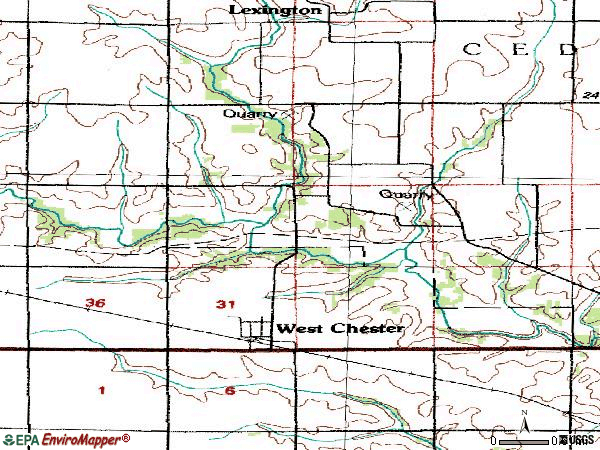 Zip code 52359 topographic map