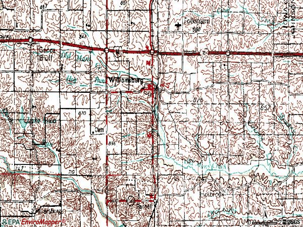Zip code 52361 topographic map