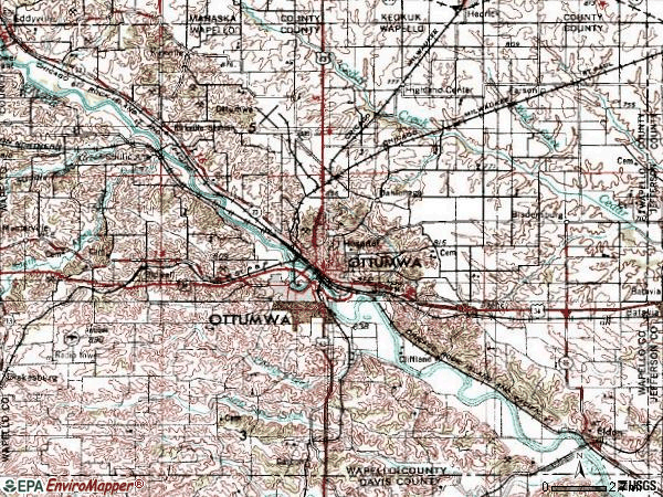 Zip code 52501 topographic map