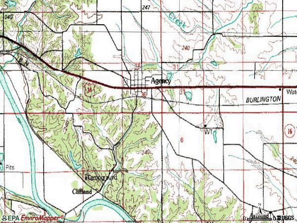 Zip code 52530 topographic map