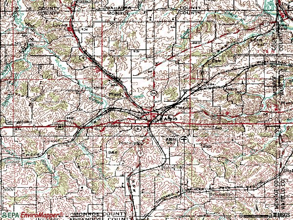 Zip code 52531 topographic map